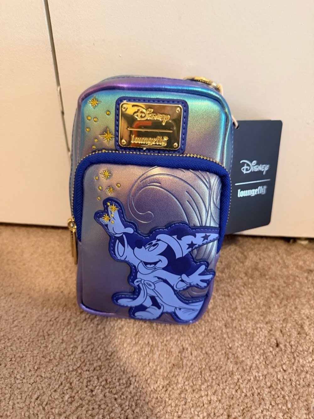 Loungefly Iridescent Blue Purple Mickey Sorcerer Crossbody Bag
